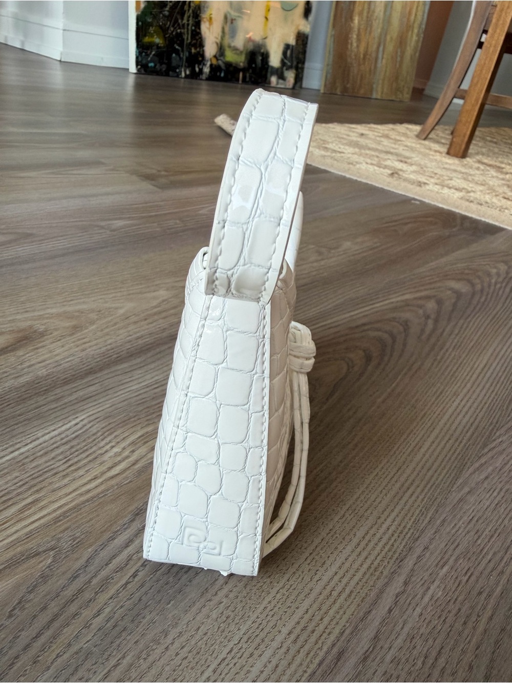 Reformation Chiara Mini White Croc-Embossed Handbag - Picture 3 of 7